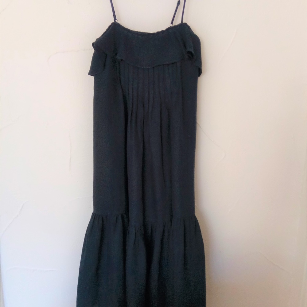 Black linen midi sundress
